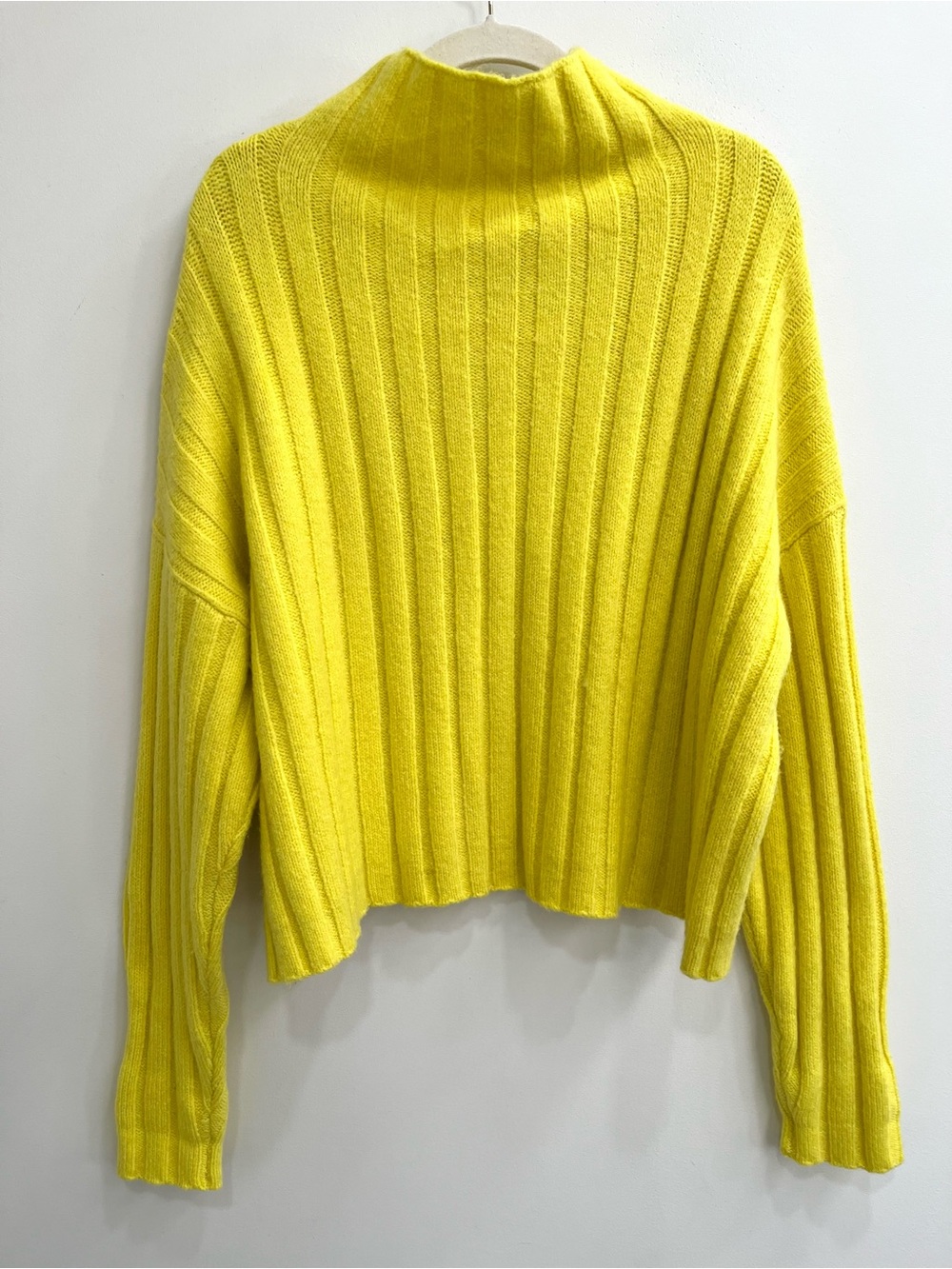 Anthropologie Maeve electric yellow funnel neck sweater mini skirt set wool yak - Picture 3 of 14